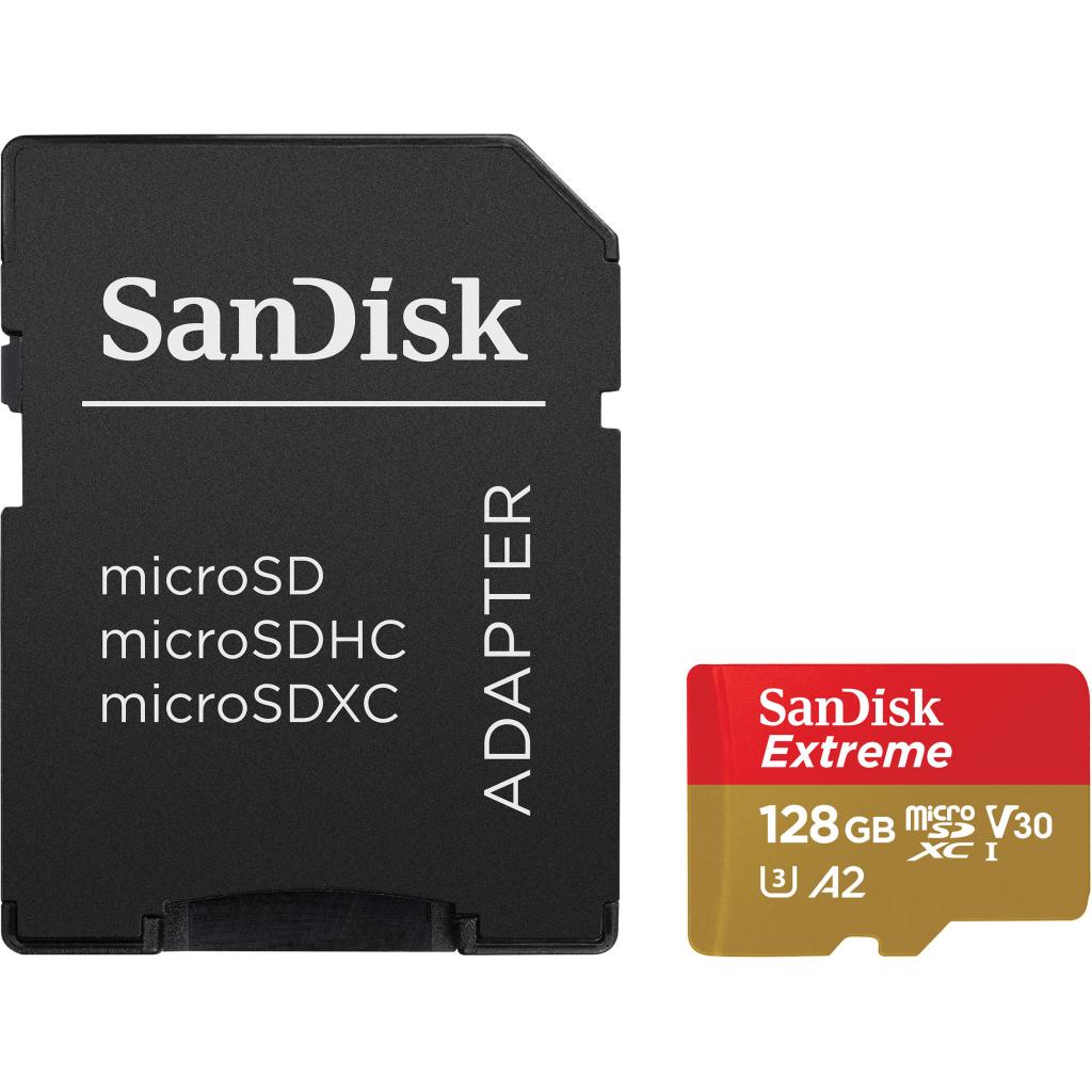 Карта пам'яті SanDisk 128GB microSDXC class 10 A2 V30 UHS-I U3 Extreme (SDSQXA1-128G-GN6AA) - зображення 1