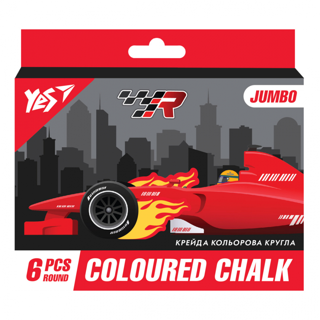 Крейда Yes кольорова Race legend 6 шт, JUMBO (400465) - зображення 1