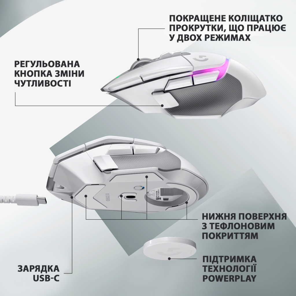 Мишка Logitech G502 X Plus Wireless White (910-006171) - зображення 7