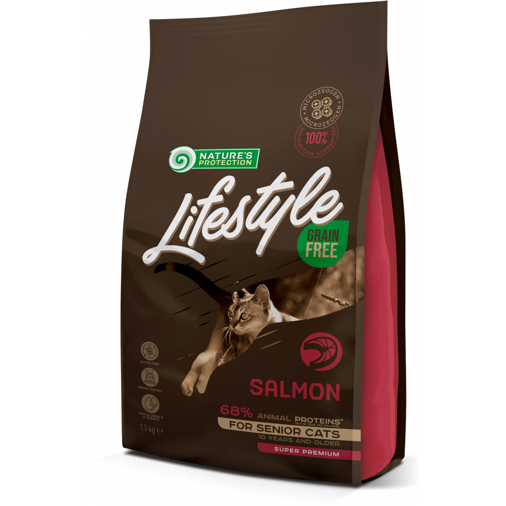 Сухий корм для кішок Nature's Protection Lifestyle Grain Free Salmon Senior Cat 1.5 кг (NPLS45956) - зображення 1