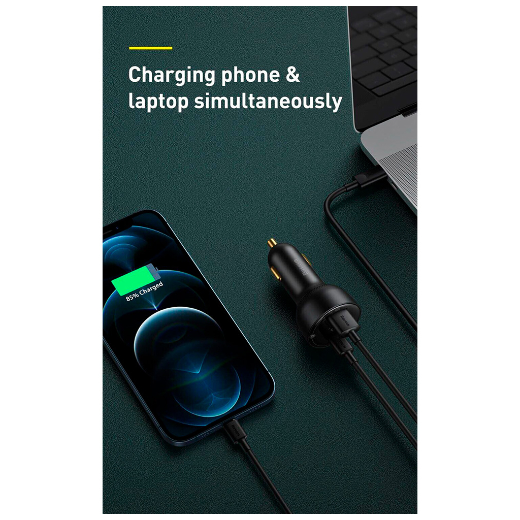 Зарядний пристрій Baseus Superme Digital Display PPS Dual Quick Charger Car Charger black (TZCCZX-01) - изображение 9