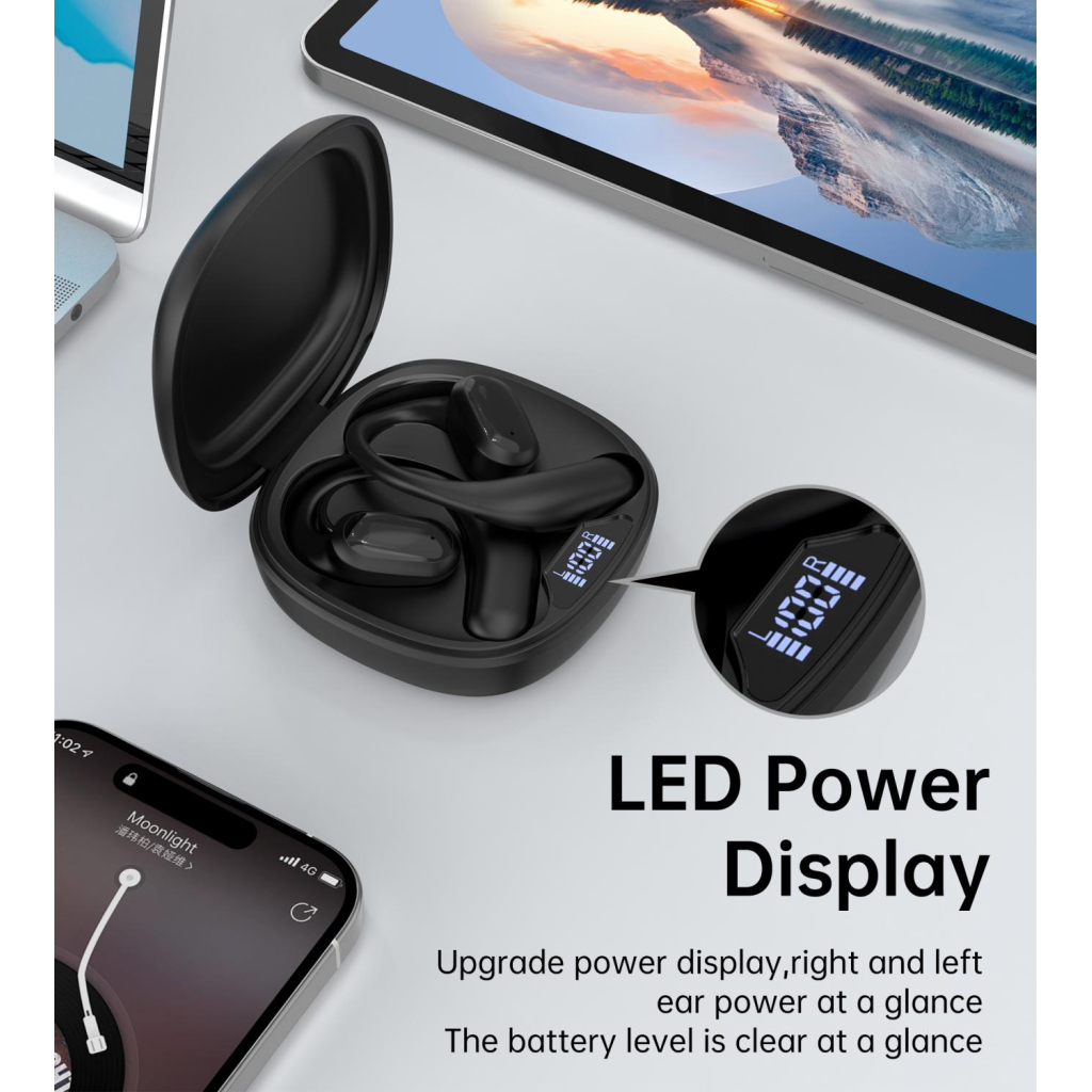 Навушники Choetech Open-ear з LED дисплеєм Black (BH-T25-BK) - зображення 6