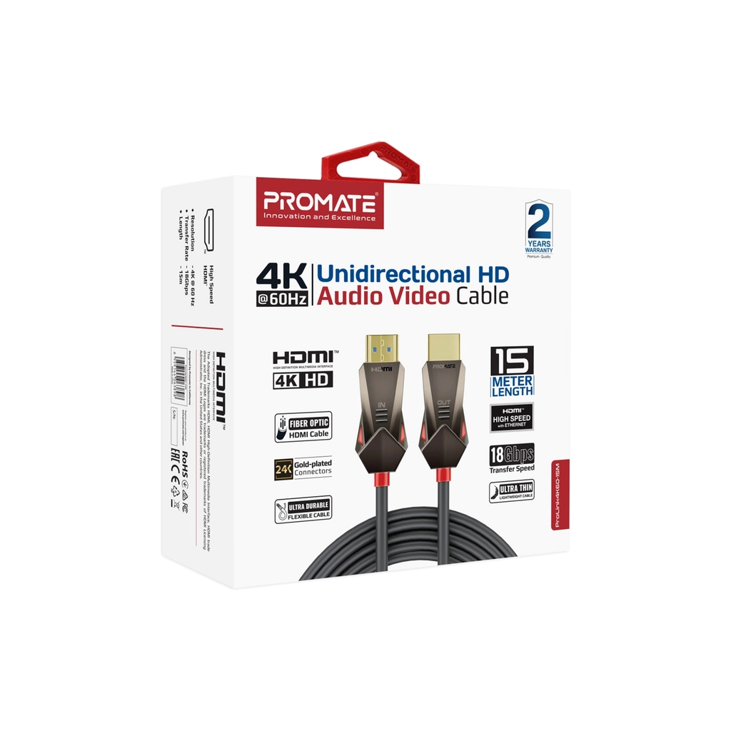 Кабель мультимедійний HDMI to HDMI 15.0m v.2.0 prolink4k60-15m Promate (prolink4k60-15m) - зображення 2