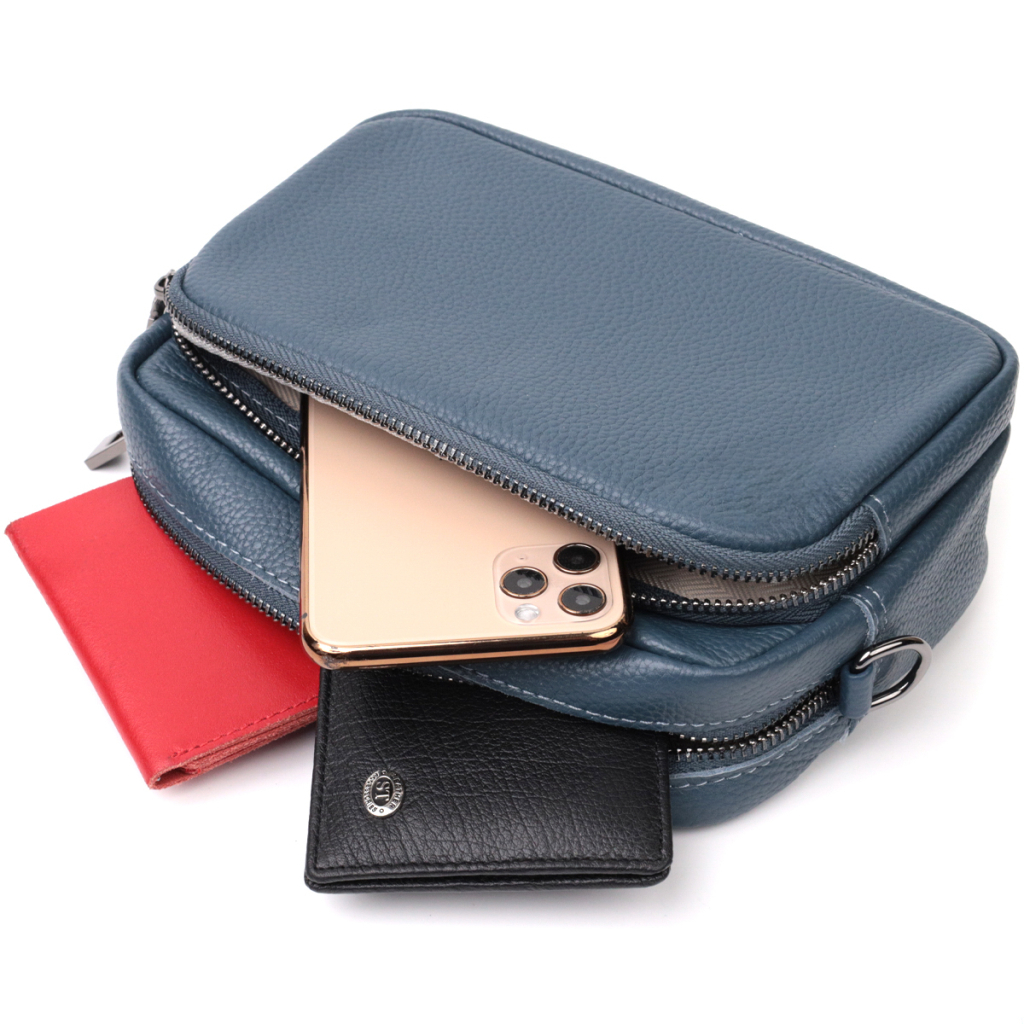 Сумка Vintage Жіноча крос-боді з натуральної шкіри Синя (22297) - зображення 8