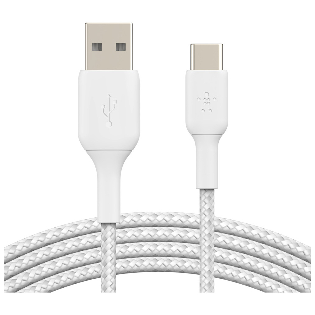 Дата кабель USB 2.0 AM to Type-C 1.0m BRAIDED white Belkin (CAB002BT1MWH) - зображення 1
