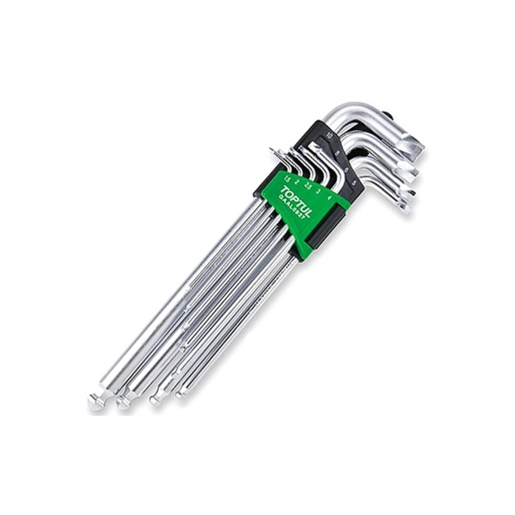 Ключ Toptul шестигранний 1,5-10мм 9шт. супердовгих з екстрактором та (GAAL0927) - зображення 1