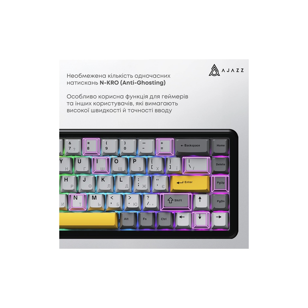 Клавіатура Ajazz AK680 MAX (8+8K) Magnetic Switch RGB Wireless/Bluetooth/USB Black (AK680-M-BGY-A) - зображення 8