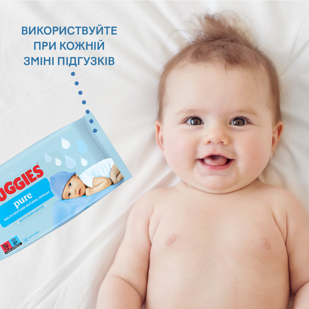 Дитячі вологі серветки Huggies Ultra Comfort Pure 56 х 3 шт (5029053550091) - picture 9