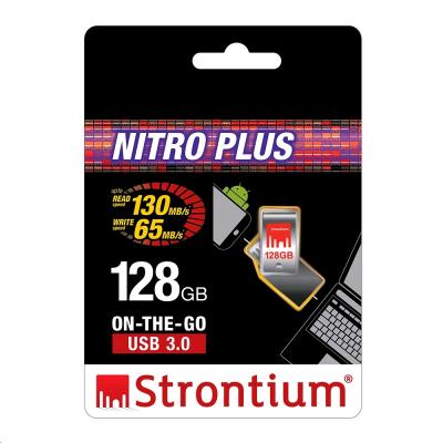 USB флеш накопичувач Strontium Flash 128GB Nitro Plus Silver OTG USB 3.0 (SR128GSLOTG1Z) - зображення 3