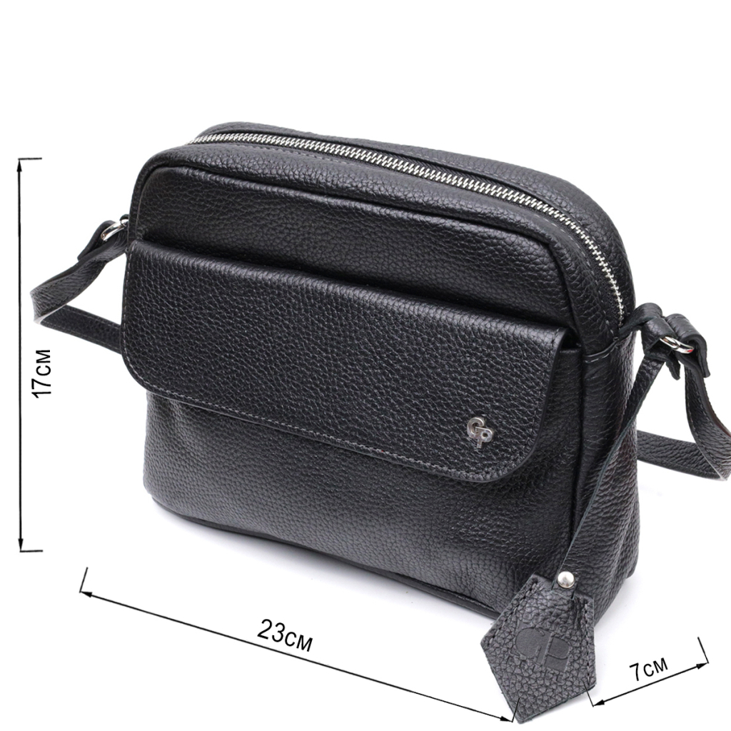 Сумка Grande Pelle Крос-боді з натуральної шкіри Чорна (11651) - зображення 3