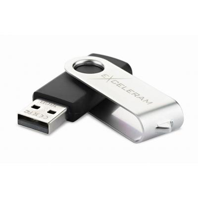 USB флеш накопичувач eXceleram 16GB P1 Series Silver/Black USB 2.0 (EXP1U2SIB16) - зображення 2