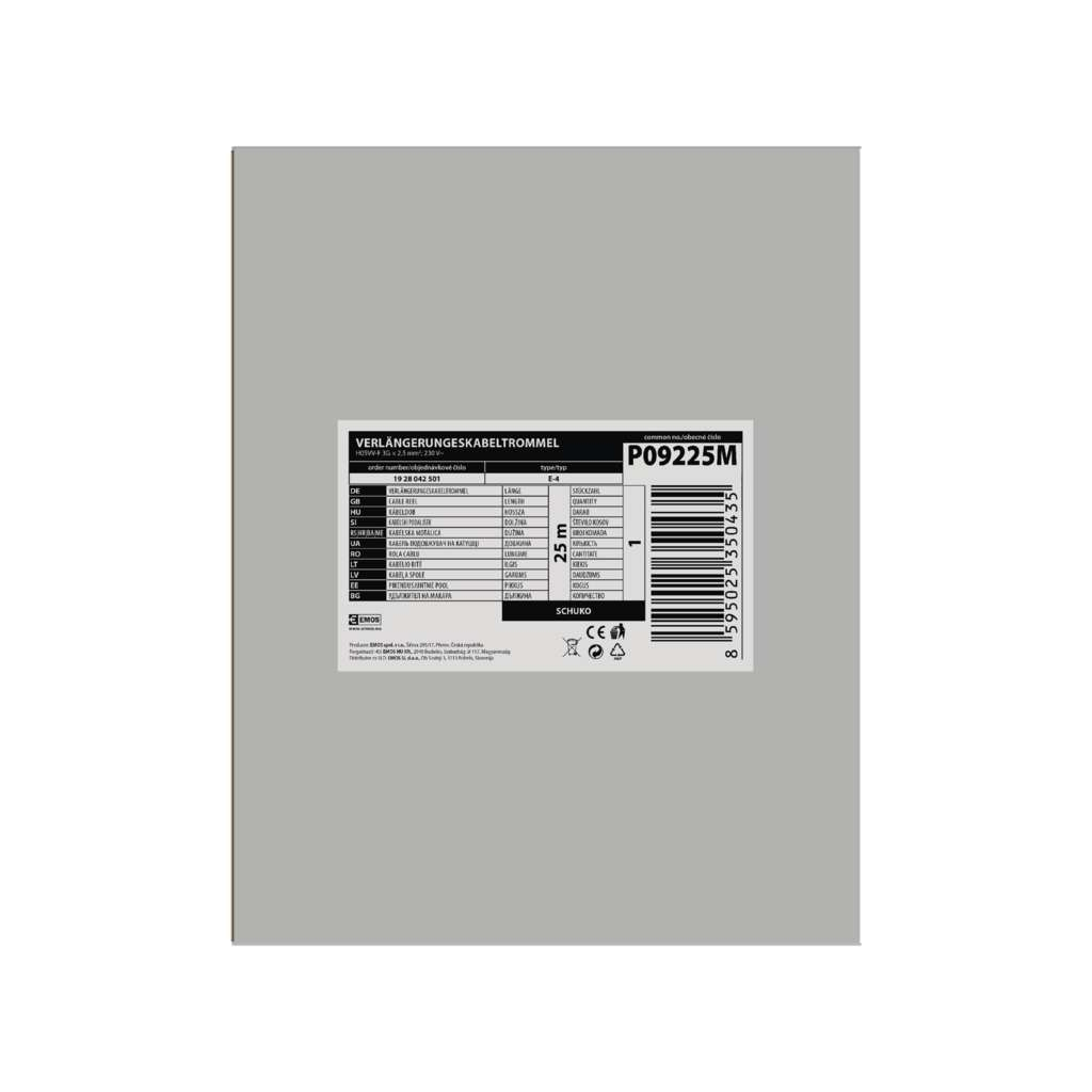 Мережевий подовжувач EMOS катушка 4 роз., 25 м (P09225M) - зображення 5