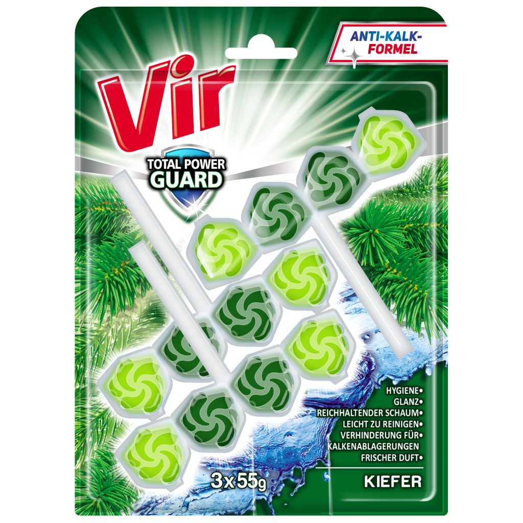 Туалетний блок Vir Total Power Guard Хвоя 3x55 г (3801003002186) - зображення 1