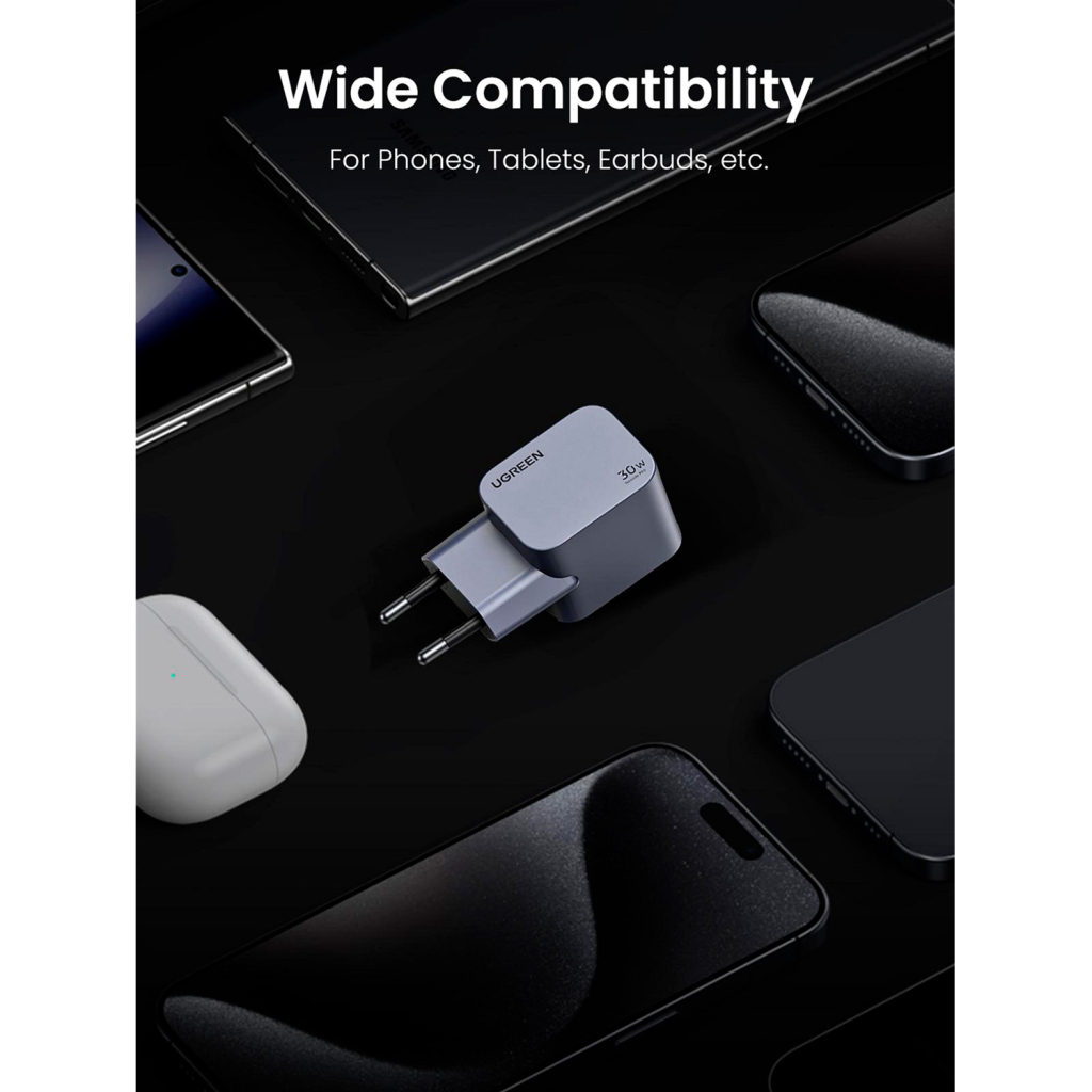 Зарядний пристрій Ugreen USB-C PD30W GaN X703 gray (35006) - зображення 9