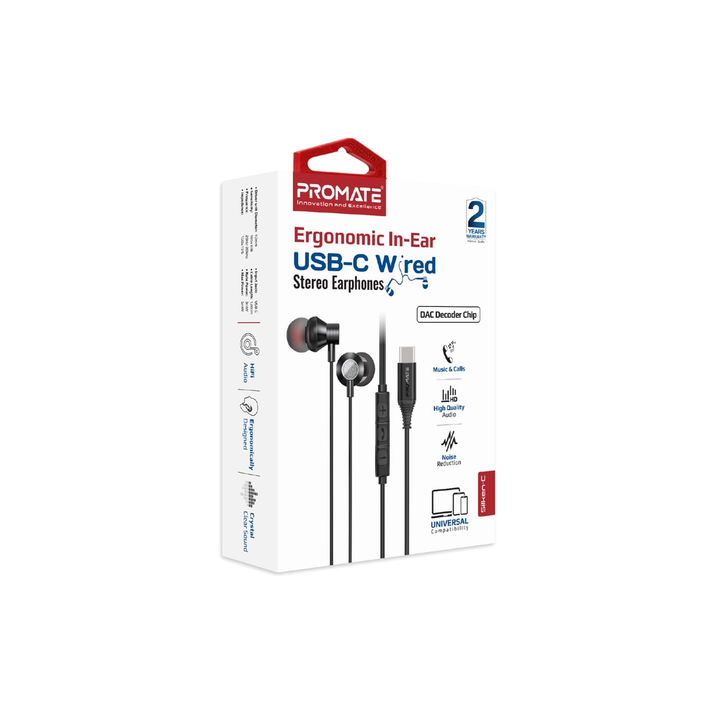 Навушники Promate Silken-C Black (silken-c.black) - зображення 2