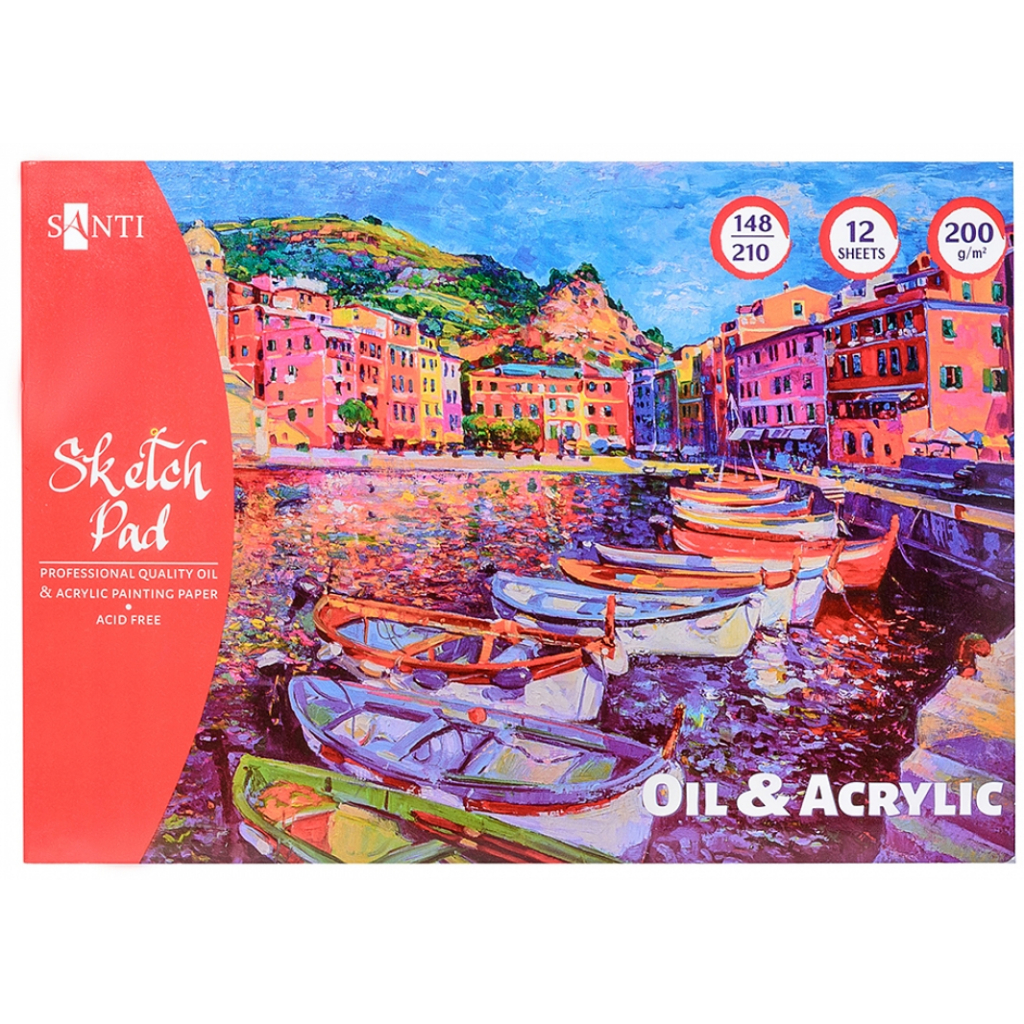 Альбом для малювання Santi для ескізів олійними і акриловими фарбами А5, 12 аркушів (742549) - зображення 1