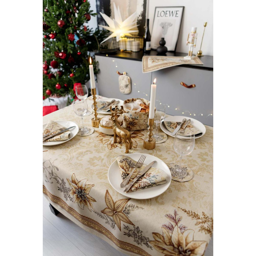 Скатертина Прованс гобеленова з велюром Золоте свято 135х350 см (036325) - зображення 7