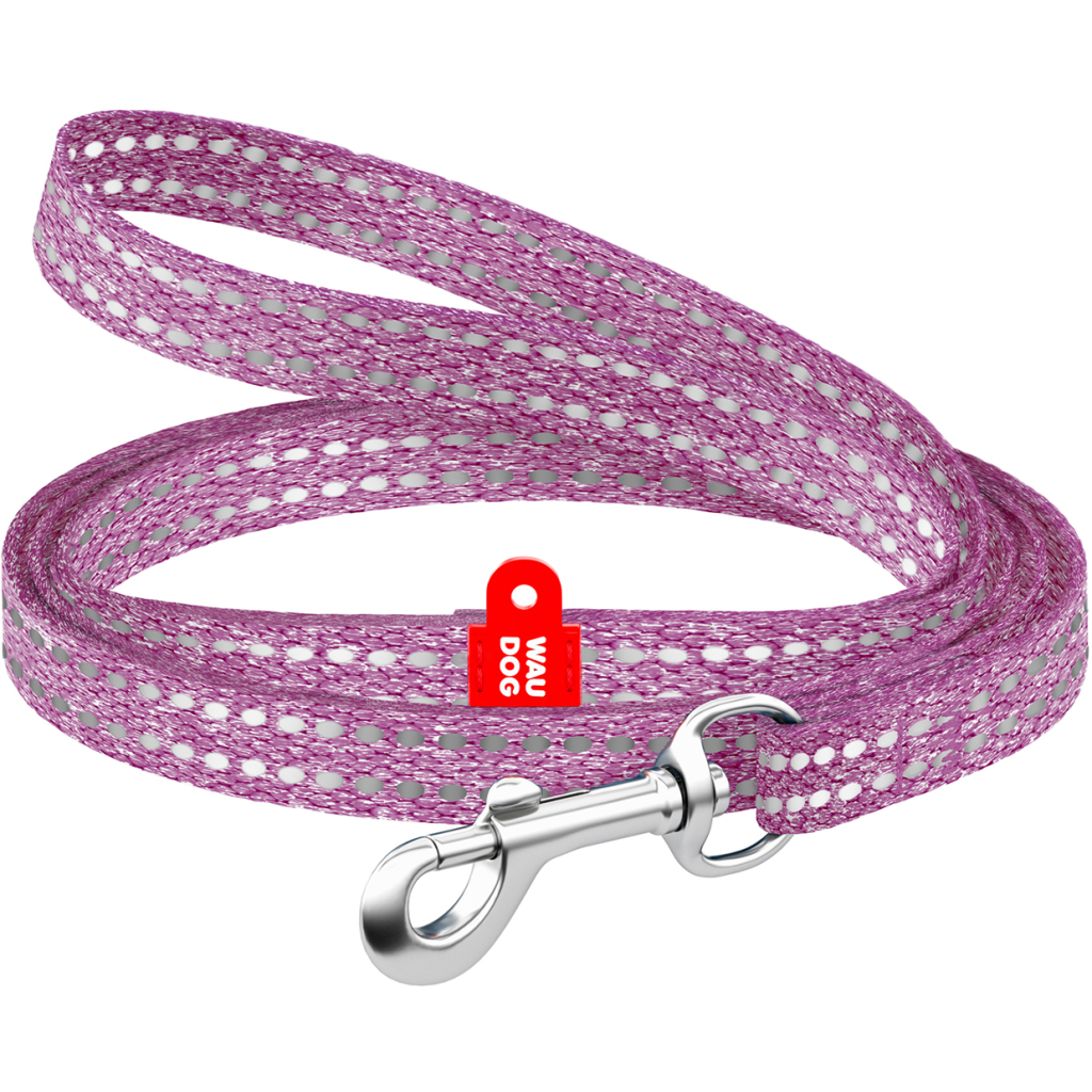 Повідець для котів WAUDOG Re-cotton світловідбивний XS 200х1 см фіолетовий (16449) - зображення 1