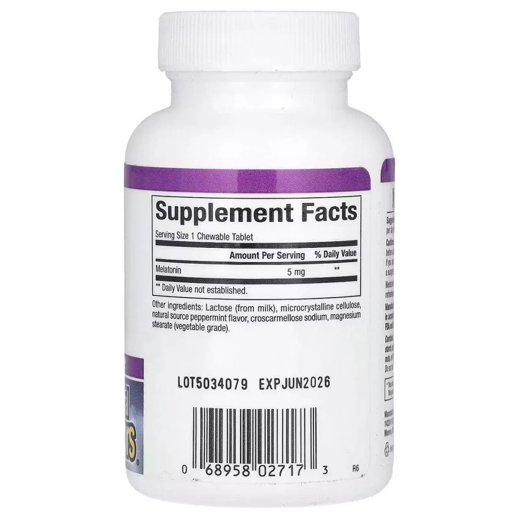 Амінокислота Natural Factors Мелатонін, 5 мг, Stress Relax, Melatonin, 90 жувальних таблеток (NFS-02717) - зображення 2
