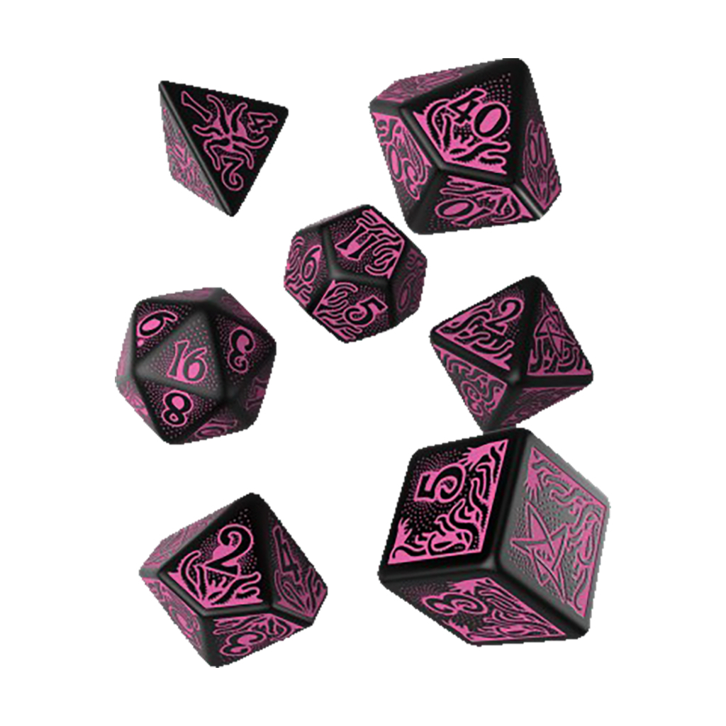 Набір кубиків для настільних ігор Q-Workshop Call of Cthulhu 7th Edition Black magenta Dice Set (SCTR3P) - зображення 1