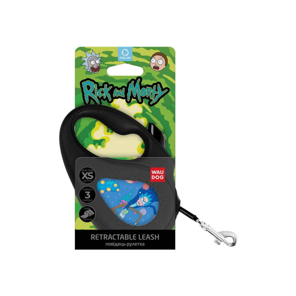 Повідець для собак WAUDOG R-leash "Рік та Морті 3" M до 25 кг 5 м чорний (8125-0282-01) - зображення 3
