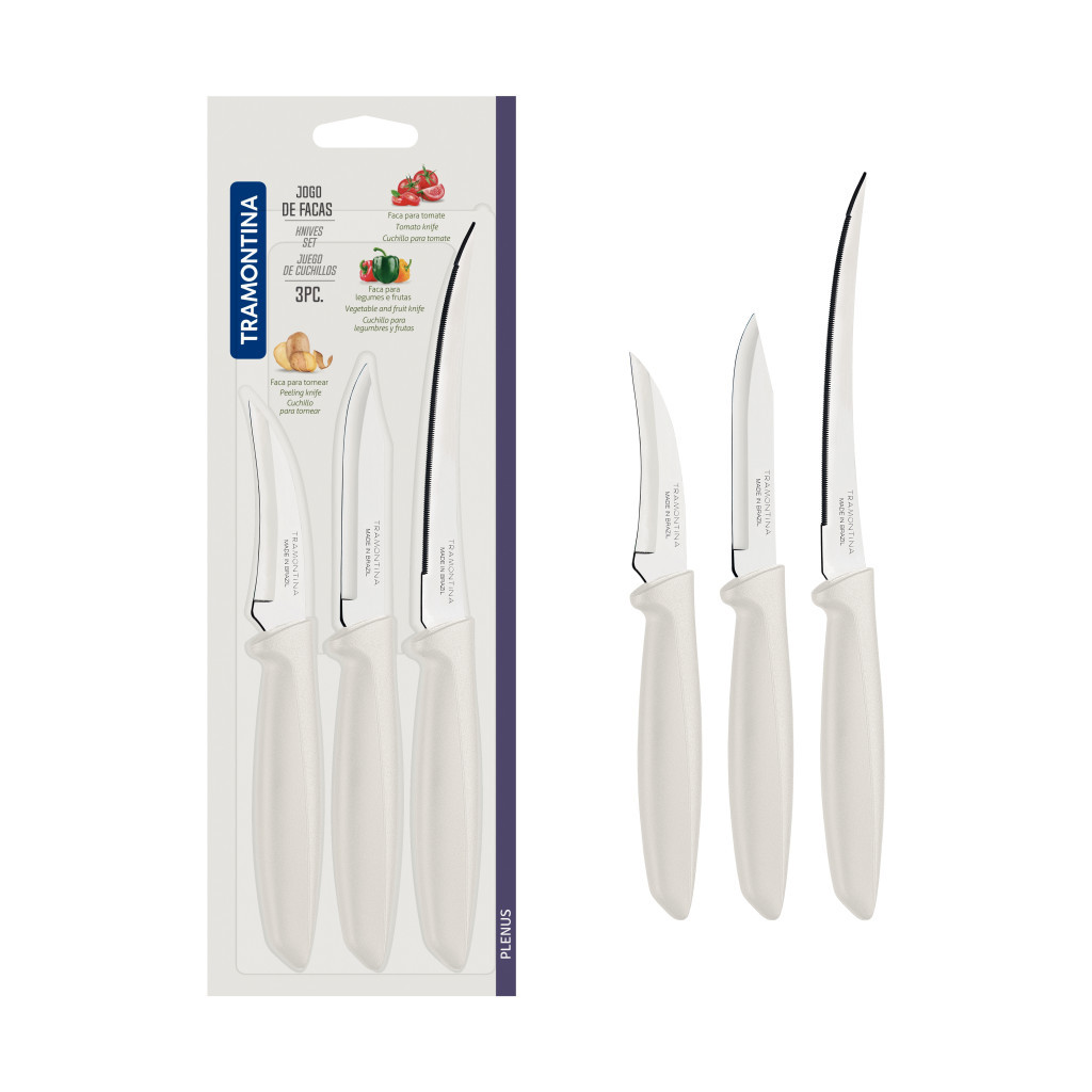 Набір ножів Tramontina Plenus Light Grey 3 шт (23498/312) - изображение 3