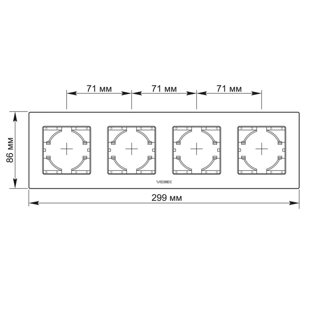 Рамка Videx BINERA шоколадный алюминий 4 поста (VF-BNFRA4H-CH) - изображение 3