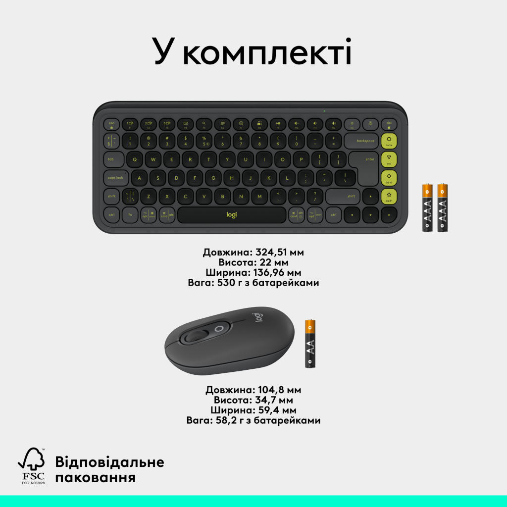 Комплект Logitech POP Icon Combo Bluetooth UA Graphite (920-013156) - зображення 9