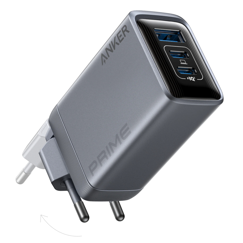 Зарядний пристрій Anker GaNPrime 100W 2xUSB-C PD + 1xUSB-A Foldable Silver (A2688341) - зображення 1
