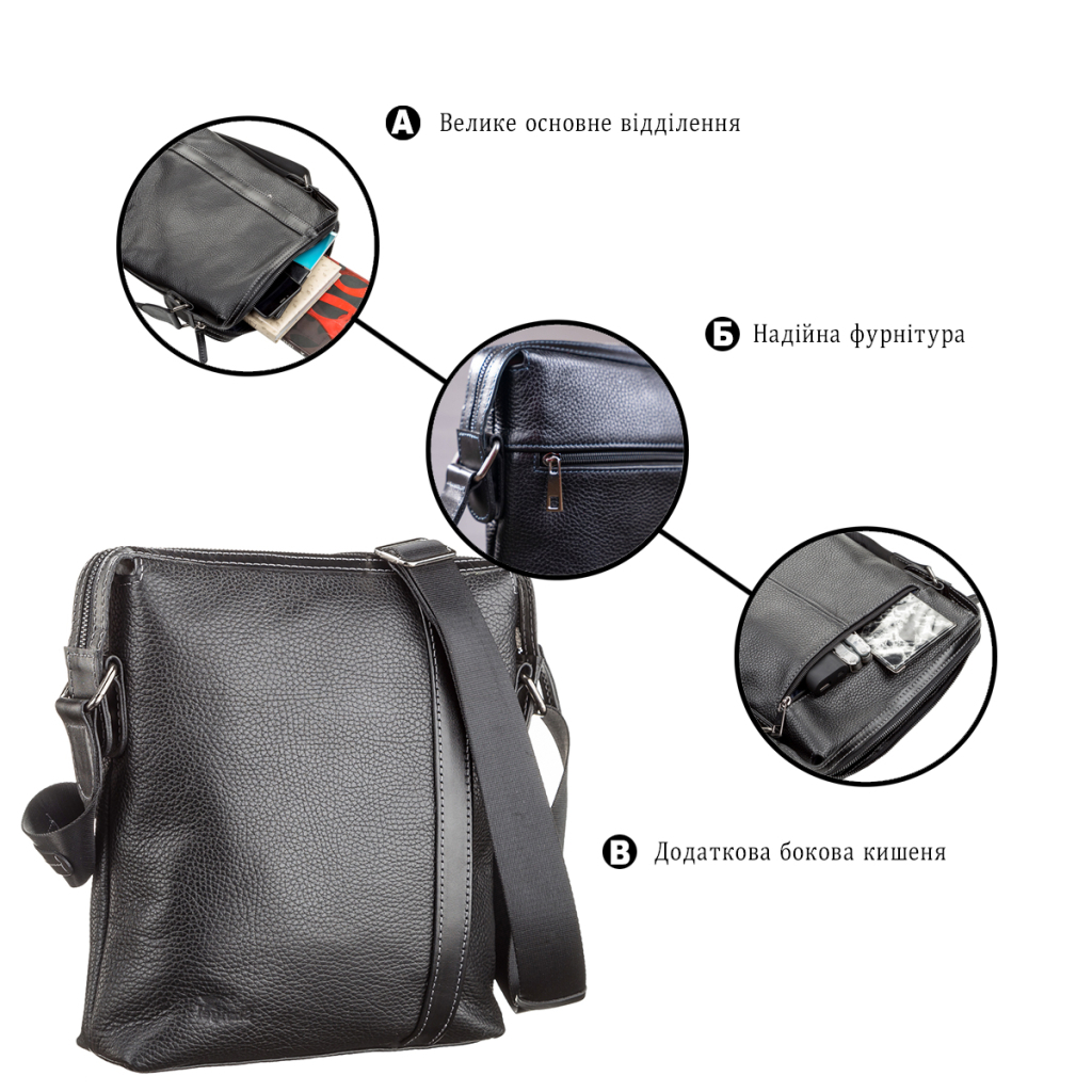 Сумка Shvigel Шкіряна Чорна (11122) - зображення 4