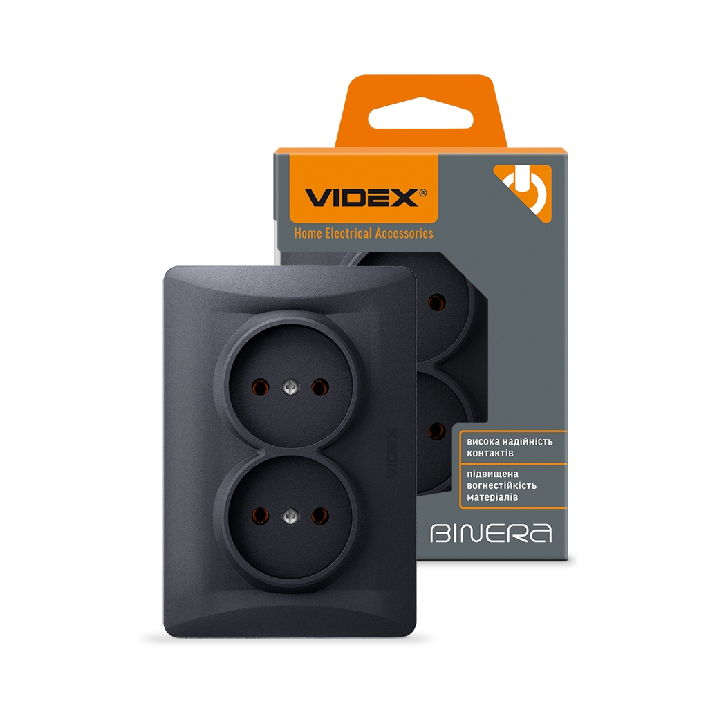 Розетка Videx BINERA 2ая черн (VF-BNSK2-BG) - изображение 4