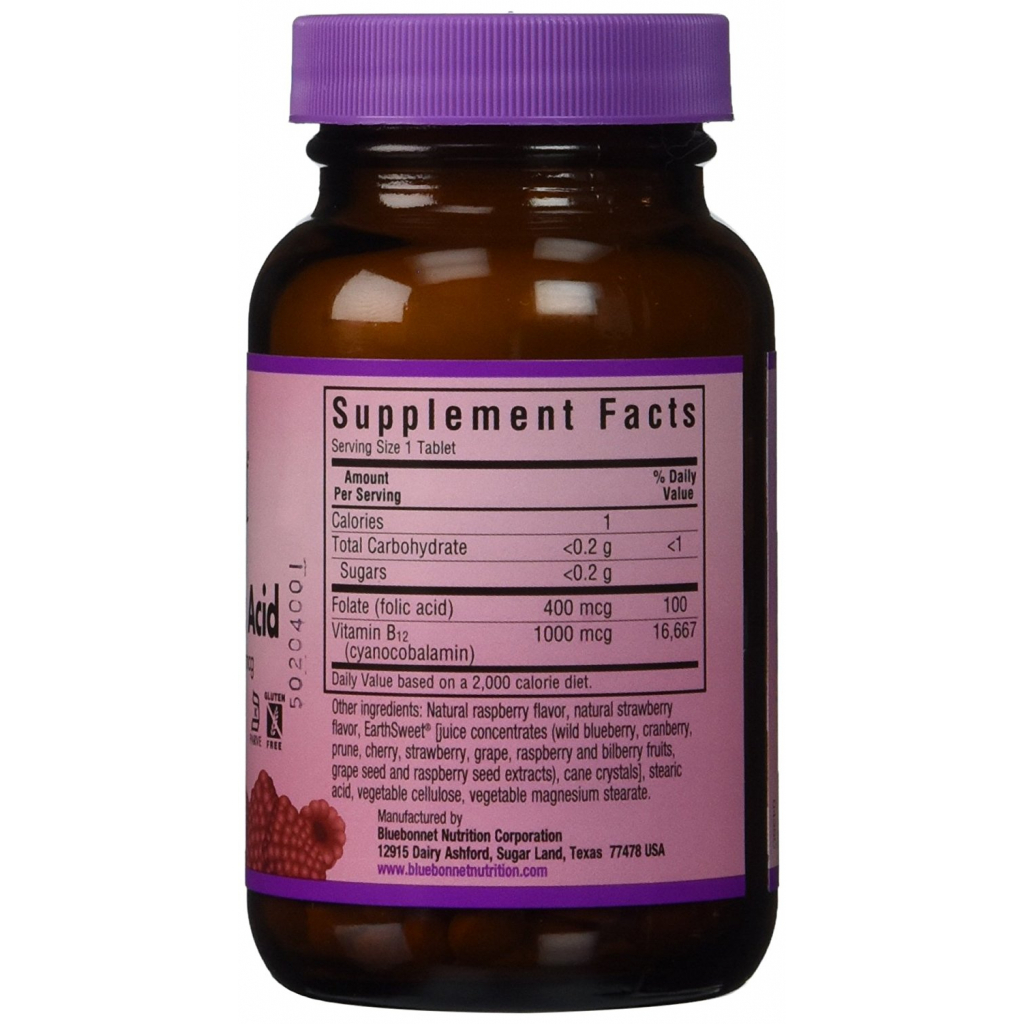 Вітамін Bluebonnet Nutrition Вітамін В12 и Фолієва кислота, Смак Малини, Earth Sweet Chew (BLB0434) - зображення 2