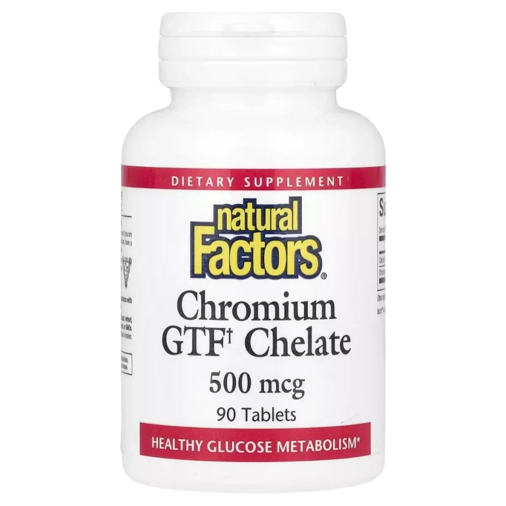 Мінерали Natural Factors Хром GTF Хелат, 500 мкг, Chromium GTF Chelate, 90 таблеток (NFS-01630) - зображення 1