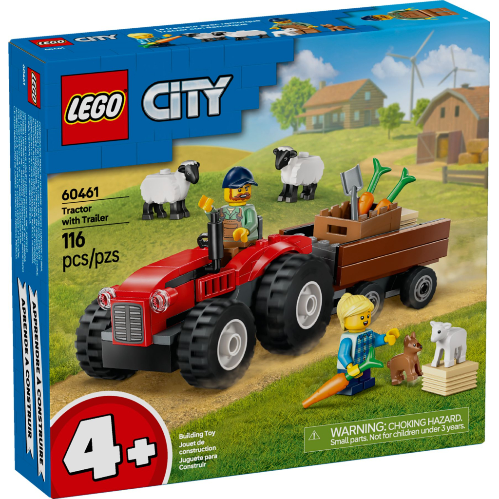 Конструктор LEGO City Червоний фермерський трактор із причепом і вівцями (60461) - зображення 1