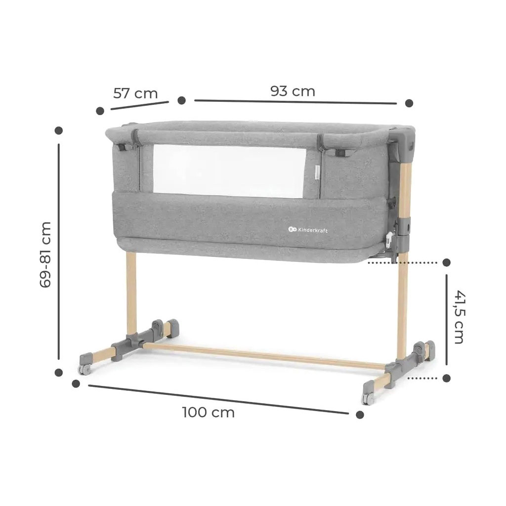 Ліжечко Kinderkraft Приставне ліжечко-люлька Neste Grow Light Grey Grey Full Wood (5902533923021) - зображення 10
