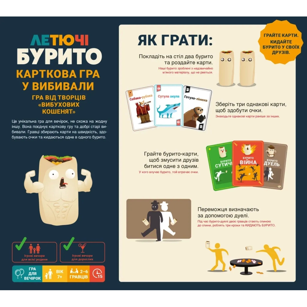 Настільна гра Geekach Games Летючі бурито (Throw Throw Burrito) (укр.) (EKITTB01UA) - зображення 4