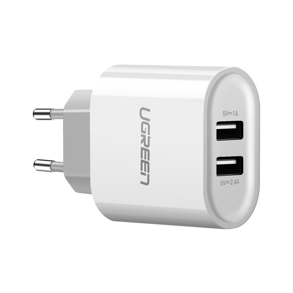 Зарядний пристрій Ugreen CD104 2xUSB 3.4A Charger (White) (20384) - зображення 1