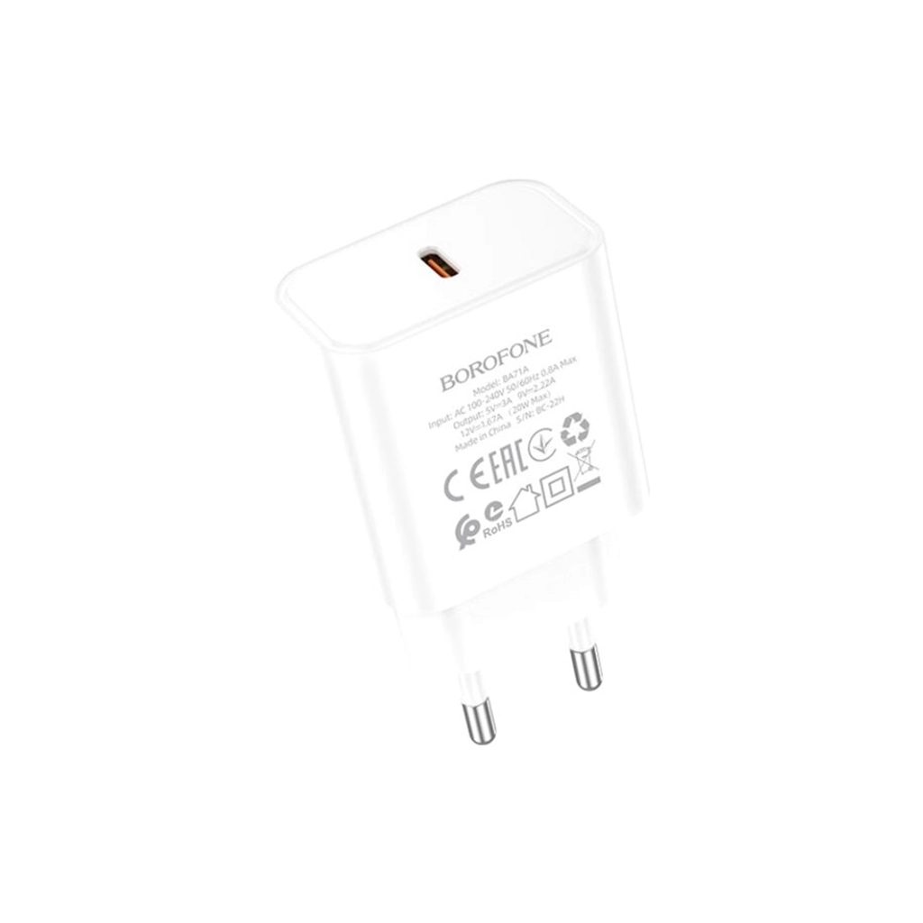 Зарядний пристрій BOROFONE BA71A USB-C PD20W white (6974443387964) - зображення 2