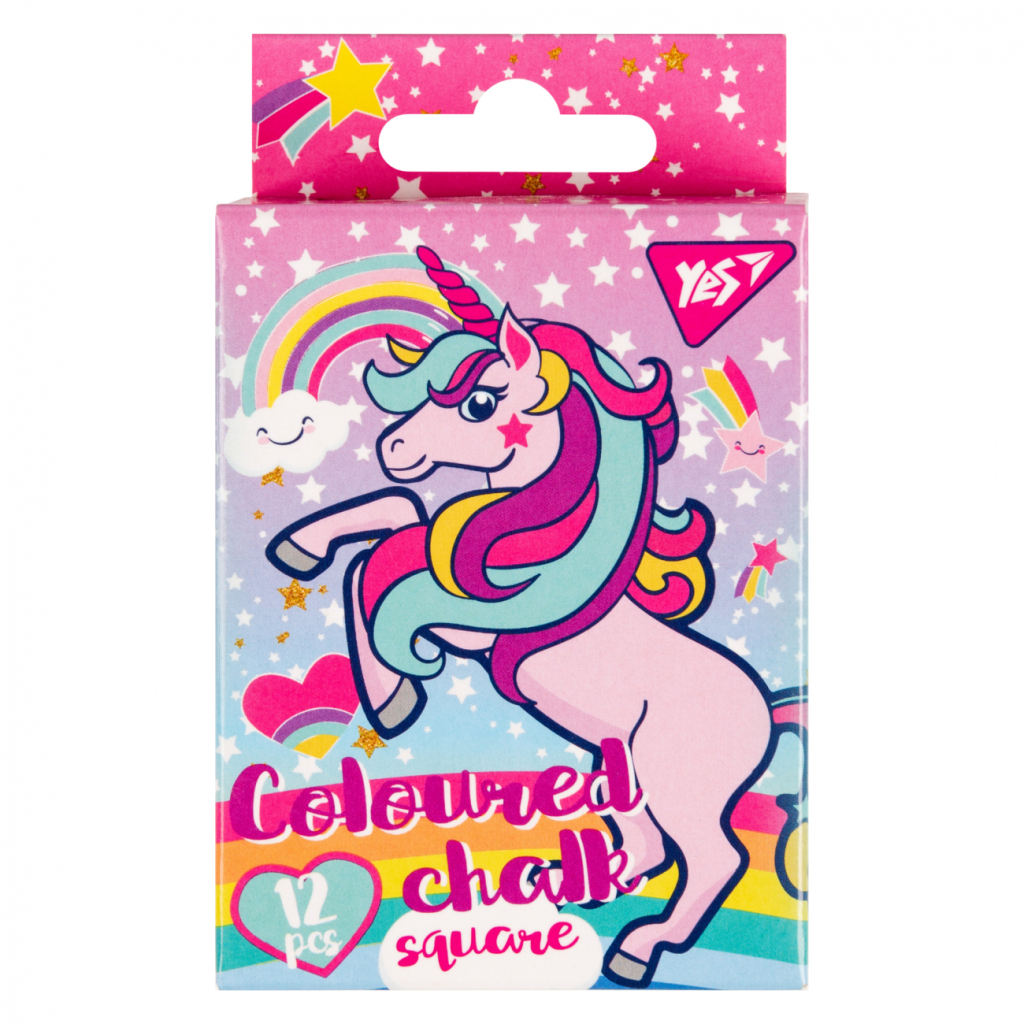 Крейда Yes кольорова квадратна 10х10 12 шт 6 кол Unicorn (400394) - изображение 1