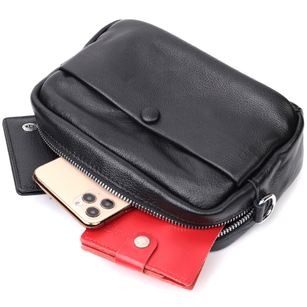 Сумка Vintage Жіноча з натуральної м'якої шкіри Чорна (22436) - зображення 6