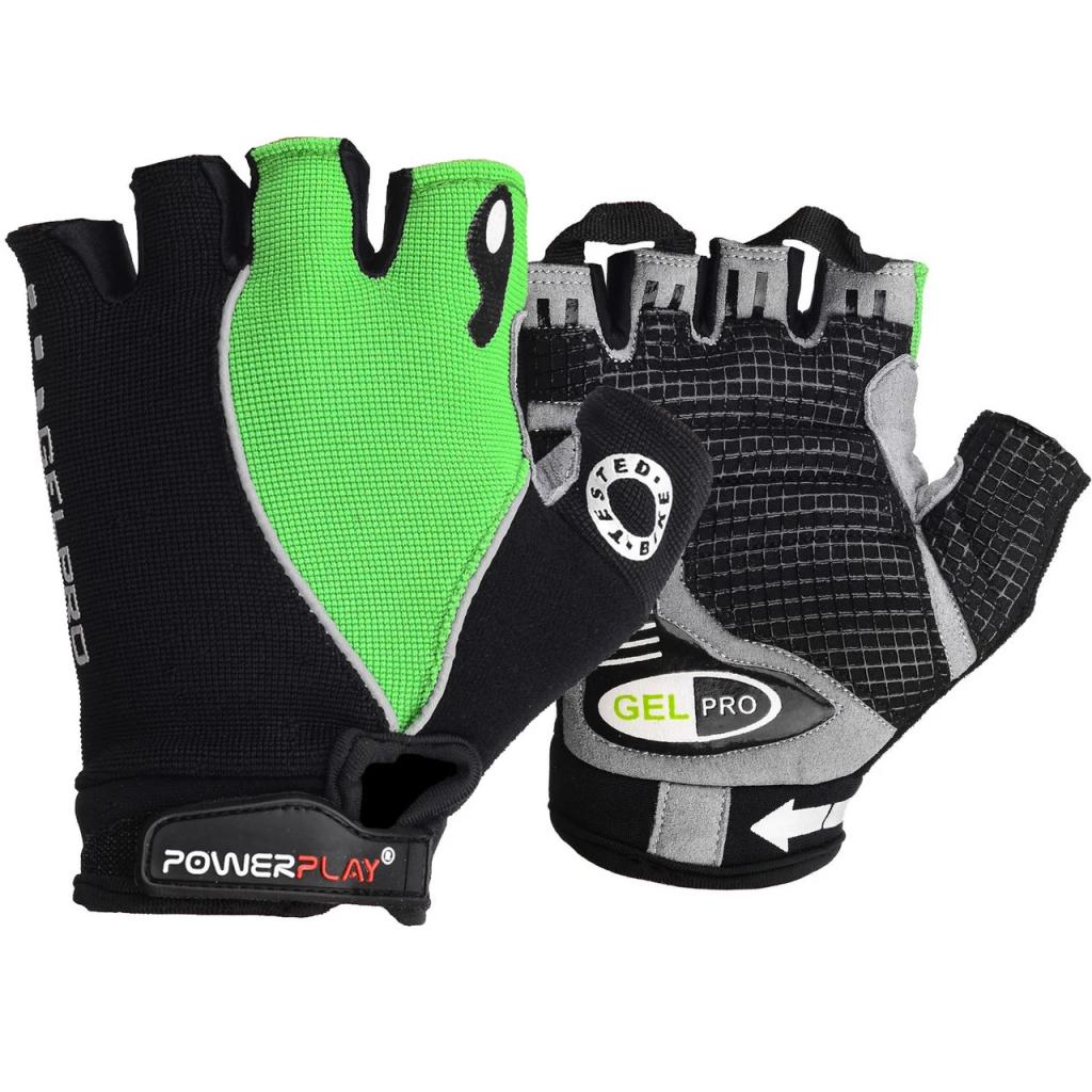 Велорукавиці PowerPlay 5019 Black/Green L (5019A_L_Green) - зображення 1