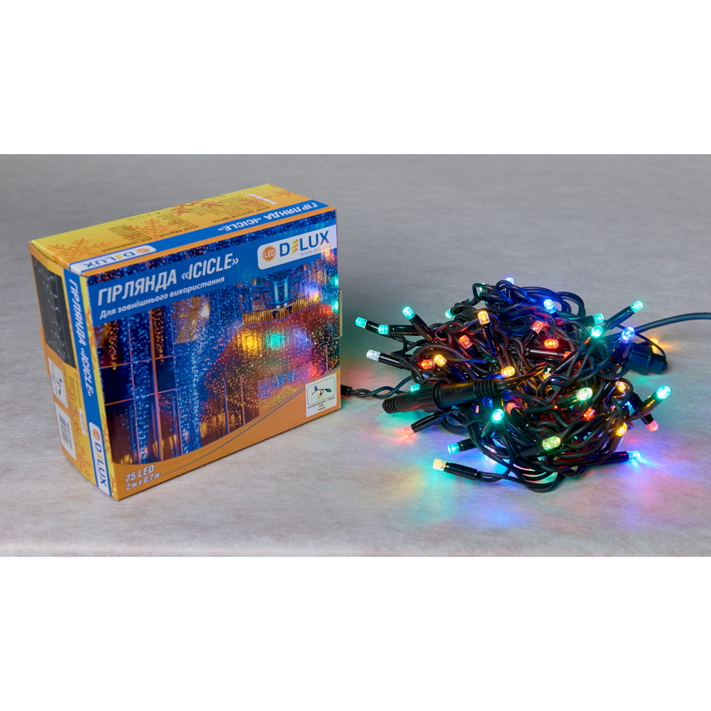 Гірлянда Delux ICICLE flash 75LED 2 х 0.7 м мульті/чорний IP44 EN (90012955) - зображення 2