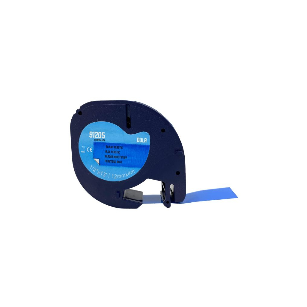 Стрічка для принтера етикеток UKRMARK D-91205-BK/BL, сумісна з DYMO 91205/S0721650, для серії LT. 12мм х 4м. black on синьому (900445) - зображення 1