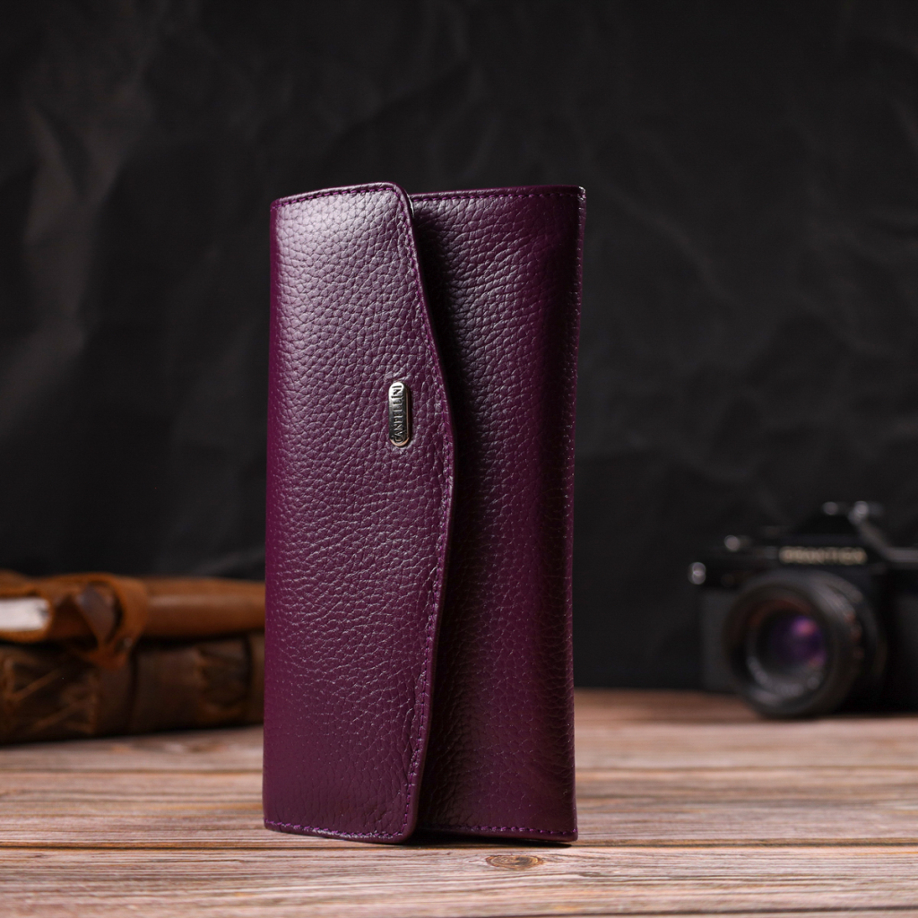 Портмоне Canpellini З натуральної шкіри флотар Бузкове (21693) - зображення 8