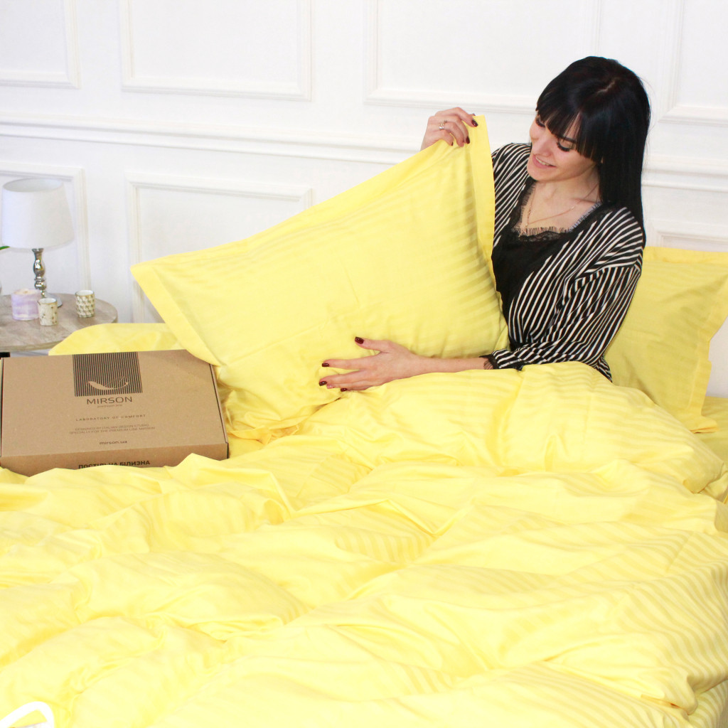 Постільна білизна MirSon Satin Stripe 30-0003 Intense Yellow 160х220 Сімейна (2200005248232) - зображення 8