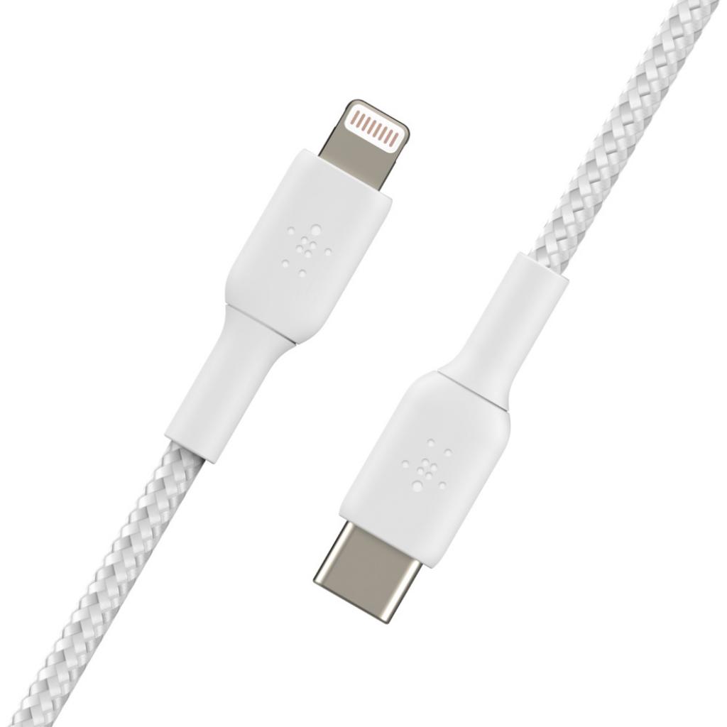 Дата кабель USB 2.0 AM to Lightning 1.0m BRAIDED white Belkin (CAA004BT1MWH) - зображення 4