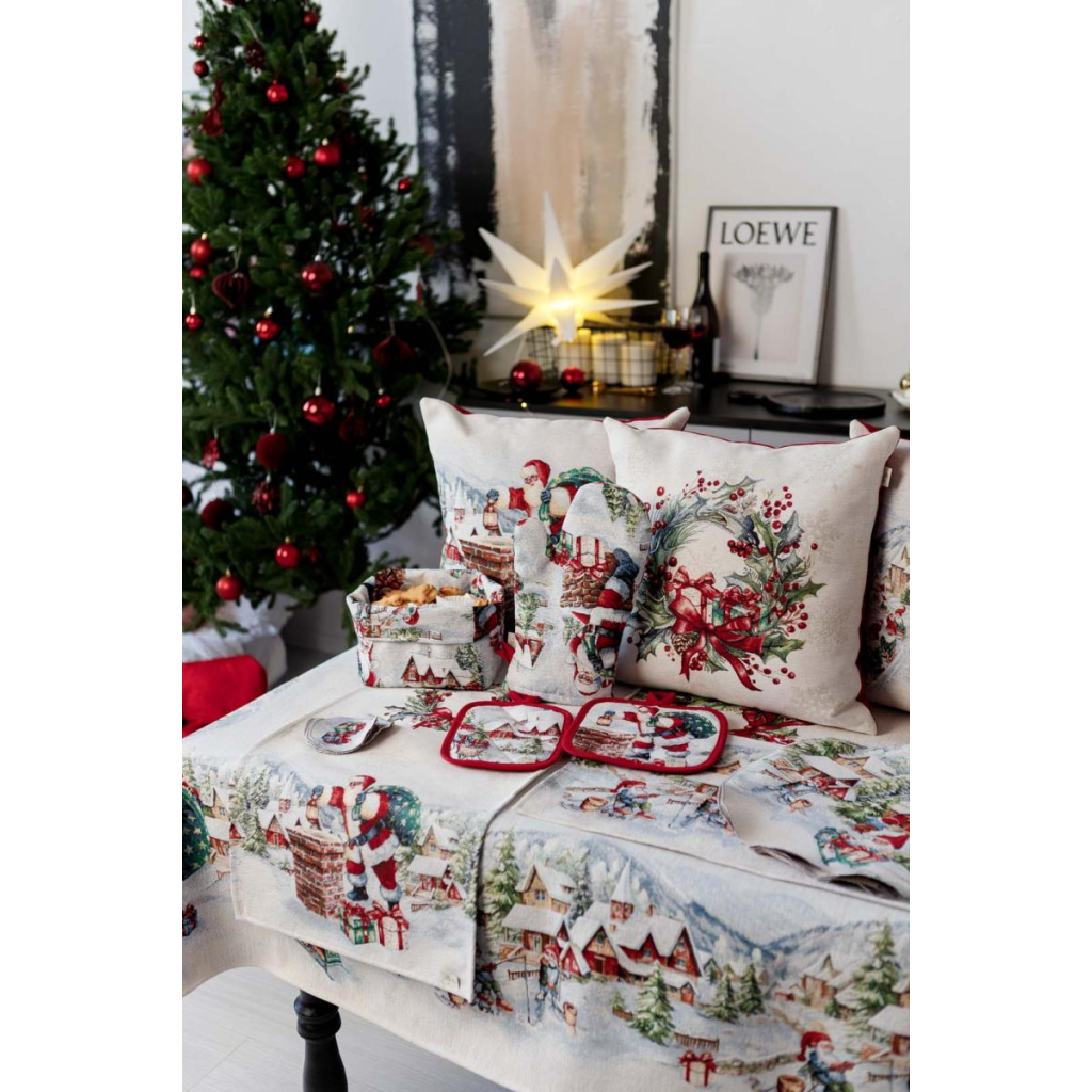 Кухонна прихватка Прованс Рукавиця гобеленова з велюром Снігова зима 32х16 см (037841) - изображение 6