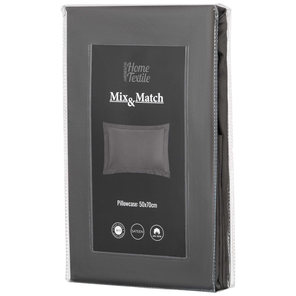 Наволочка Ardesto Mix&Match Premium 50х70+5см 100% бавовна, сатин сірий (ART5070PCY) - зображення 3