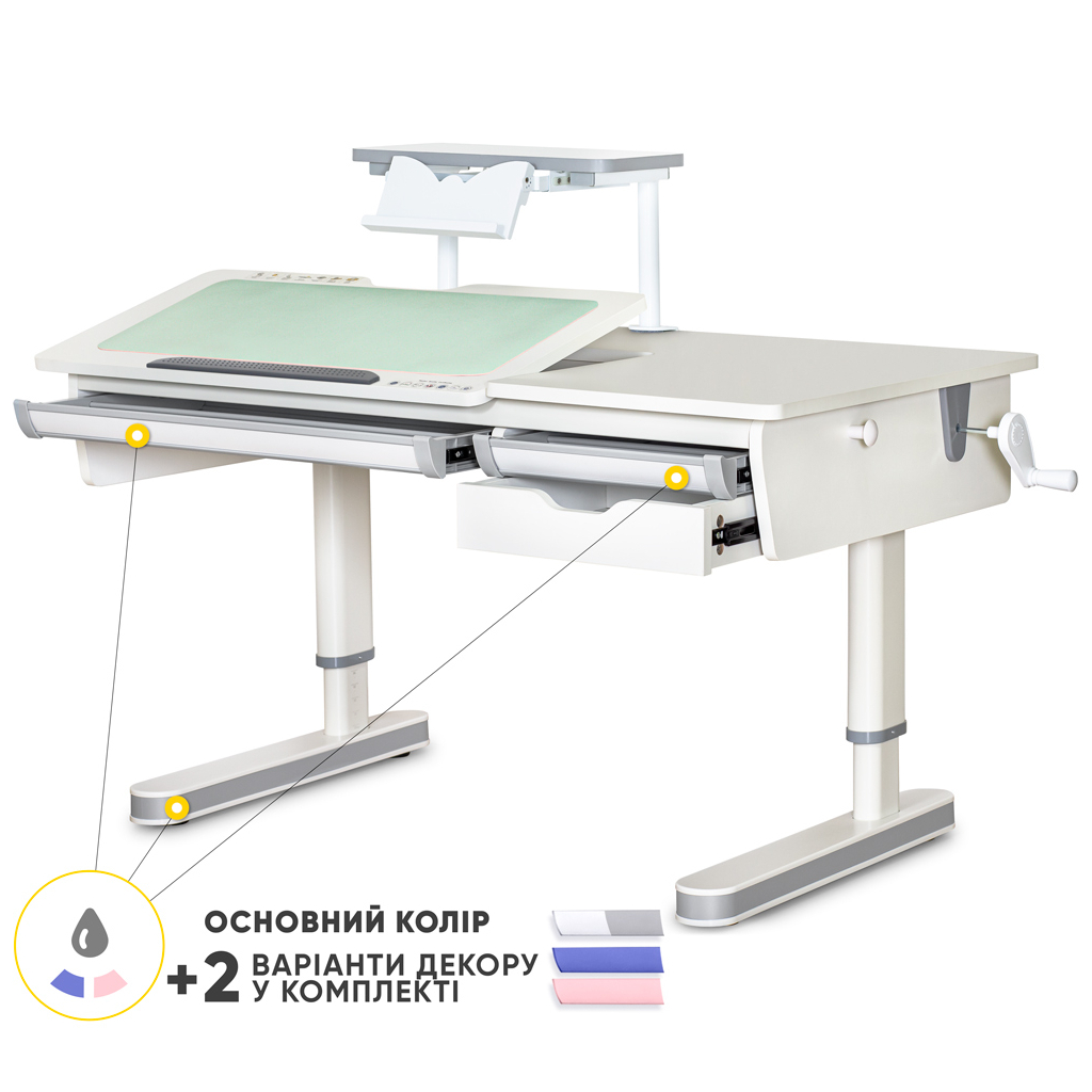 Парта зі стільцем Evo-kids Montreal 2 WG з полицею S-50 (BD-670-2 WG + S 50 WG) - зображення 1