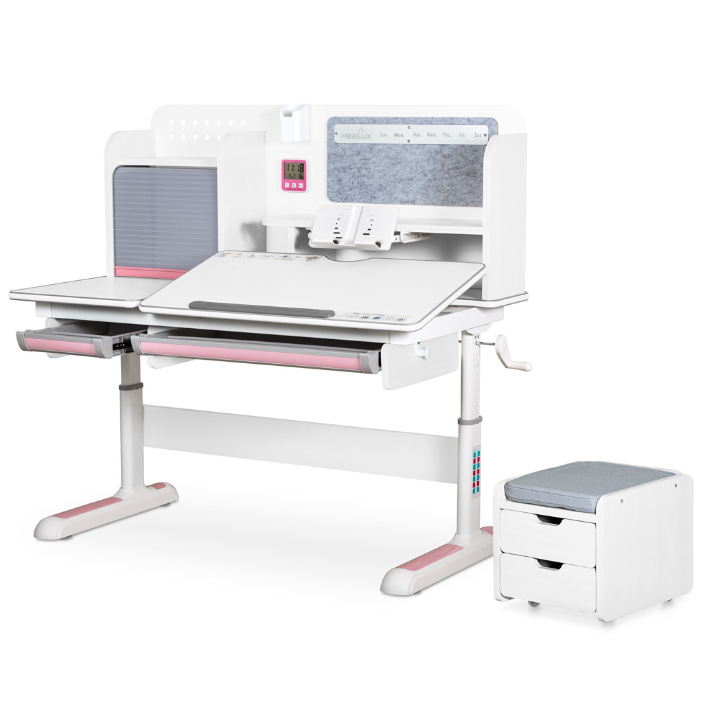 Парта Mealux Winnipeg Multicolor Plus WG Pink (BD-630 WG+PN з тумбою) - зображення 1